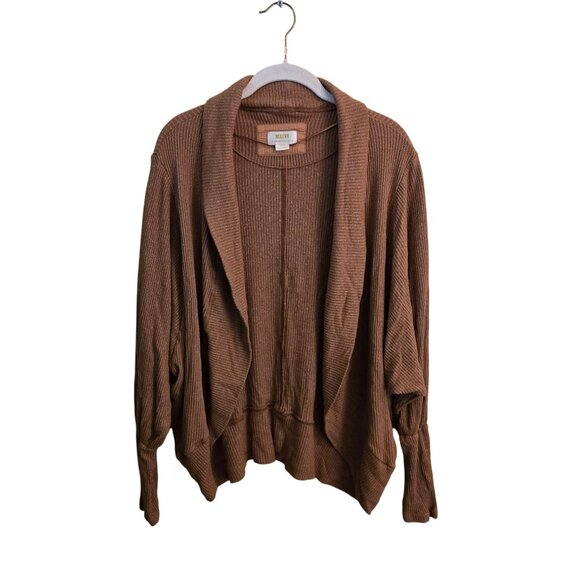 Anthropologie Maeve Ingrid Cocoon Cardigan Cedar Tan Ribbed Open Front Size M - Picture 2 of 10